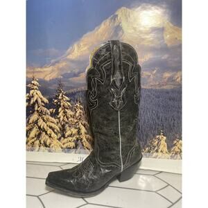 JB Dillon Women’s Boots Sz 8.5 B Genuine Goat Leather Black Silver Trim Cowgirl